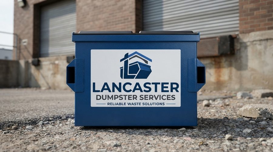 Lancaster Dumpster Services branding close-up